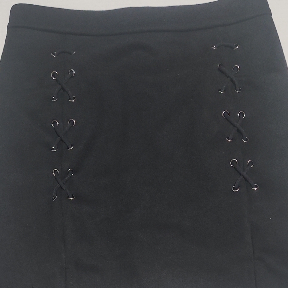 Elegant Black Lace-Up Skirt